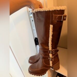 Kelsi Dagger Cream and Brown Cozy Boots